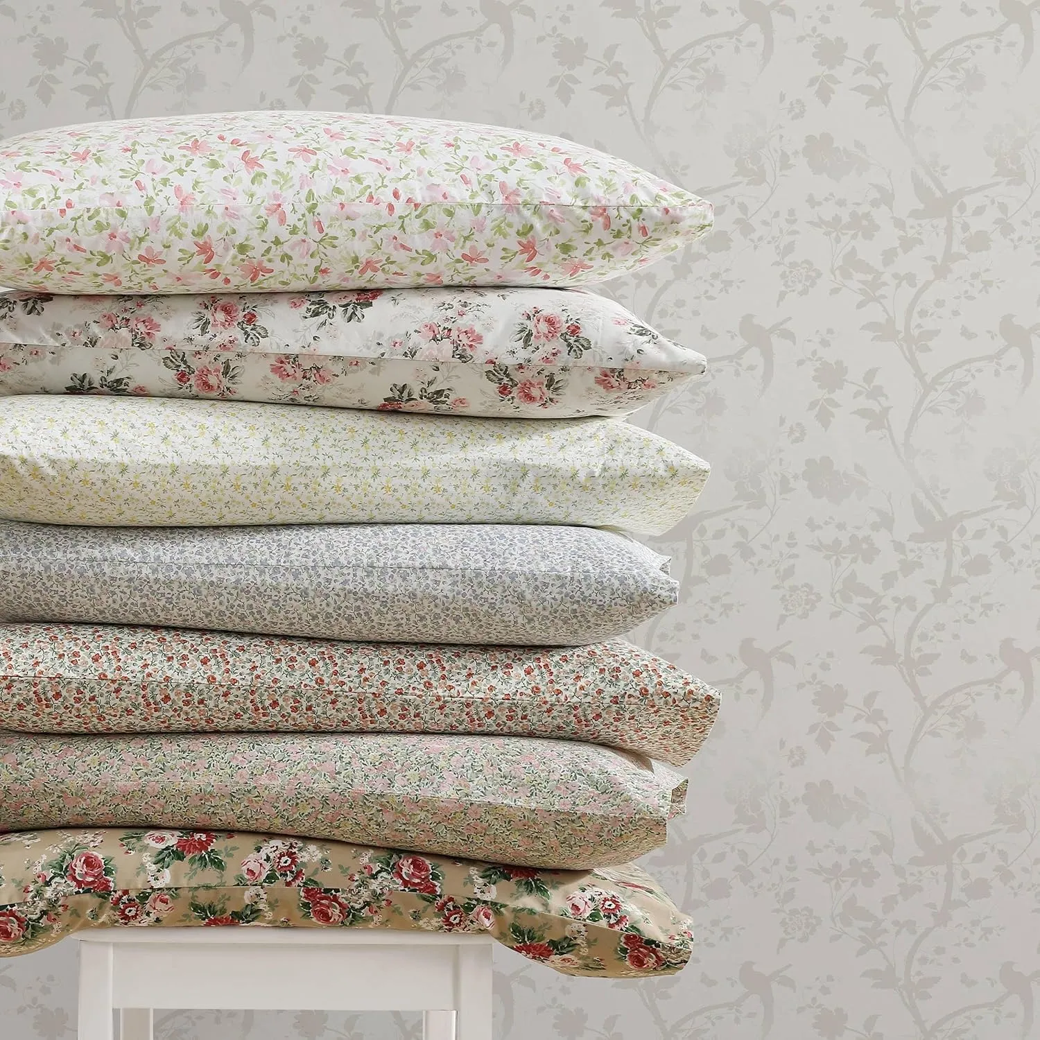 Laura Ashley - King Sheets, Cotton Percale Bedding Set, Lightweight & Breathable Home Decor (Ashfield Beige, King)