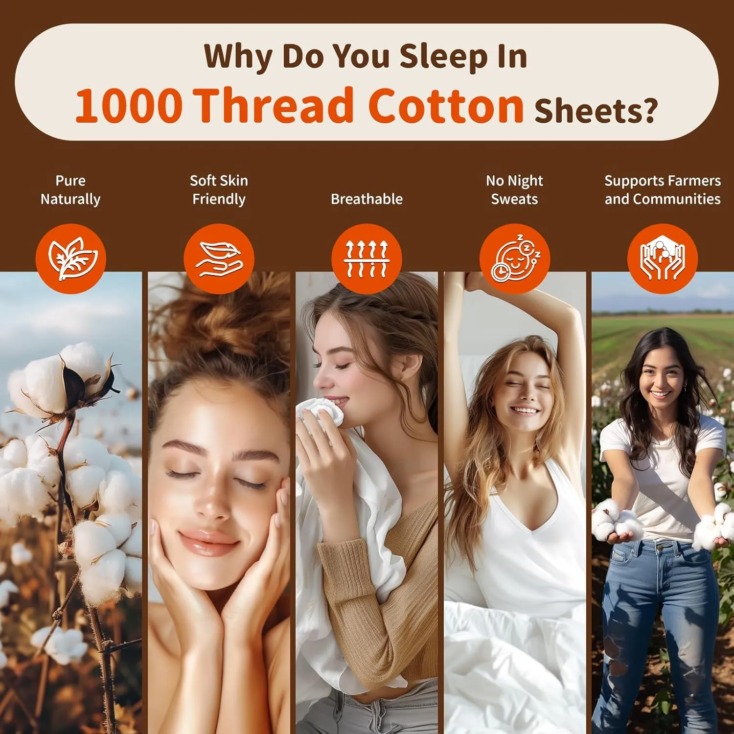 LBRO2M 1000 Thread Count 100% Egyptian Cotton Sheets Set,King Size Bed Sheet 4 Piece Sets,Long Staple,16 Inches Deep Pocket,All Season,Bedding Super Soft Breathable,Sateen Weave(White)