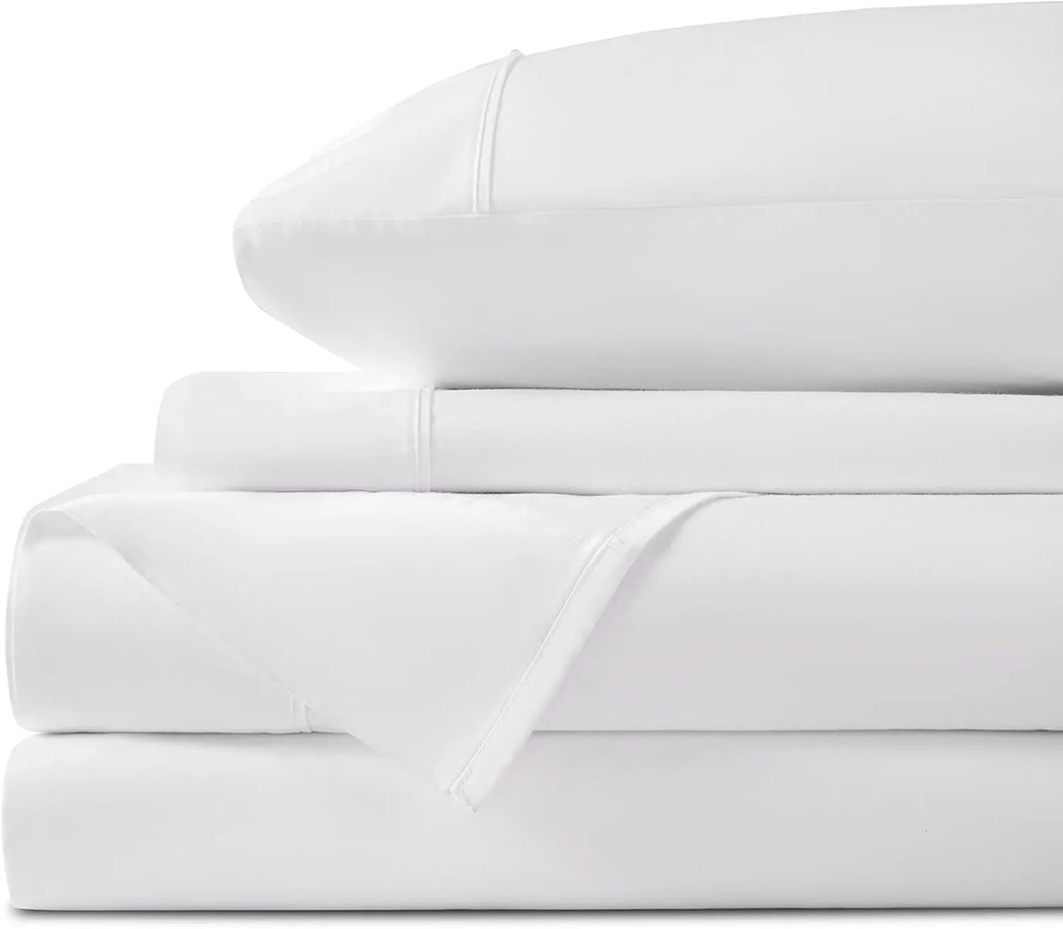 LBRO2M 1000 Thread Count 100% Egyptian Cotton Sheets Set,King Size Bed Sheet 4 Piece Sets,Long Staple,16 Inches Deep Pocket,All Season,Bedding Super Soft Breathable,Sateen Weave(White)