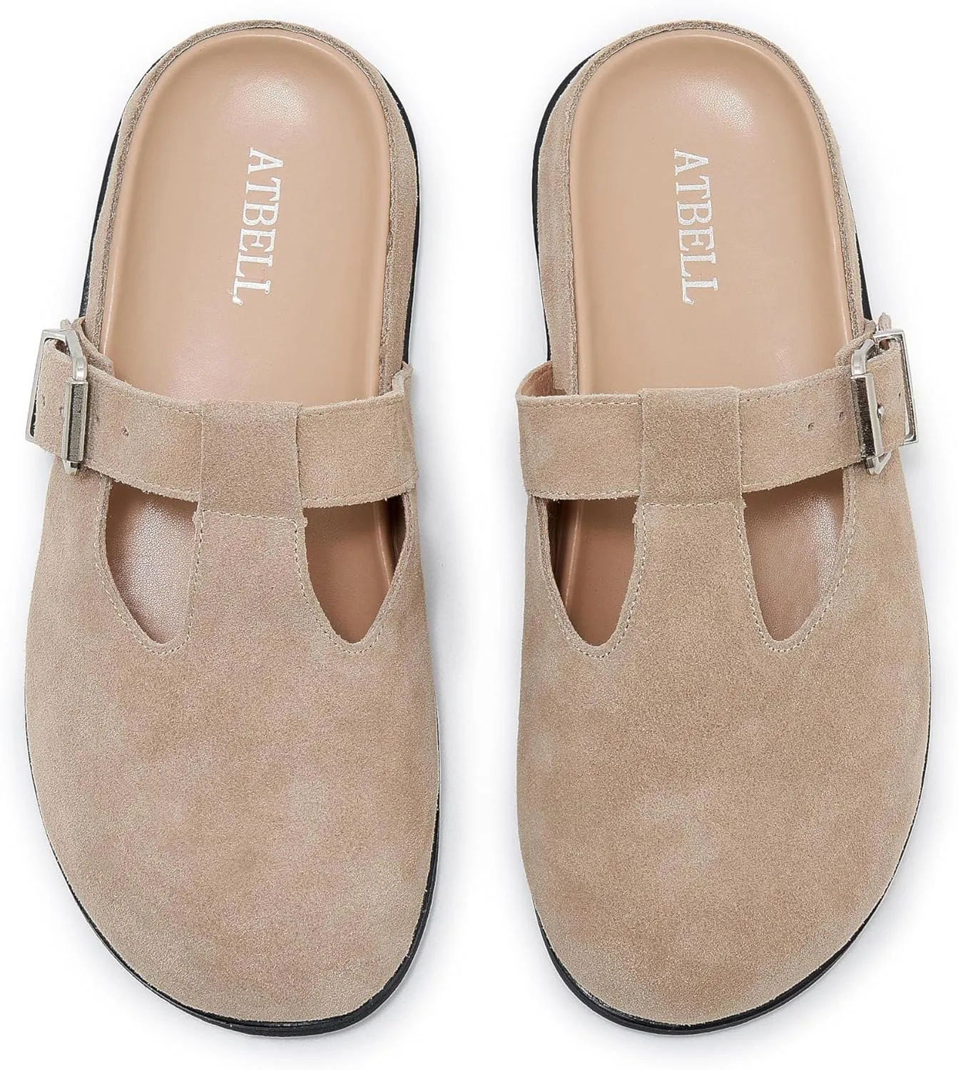 Leopard Faux Calf Hair Mules for Women Round Toe Buckle Strap Platform Clogs Footbed Flatform Mule with Arch Support