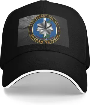 Lieutenant Colonel Korean Veteran Airflow Sandwich Baseball Cap - Adjustable for Men and Women Comfortable Dad Hat Black42