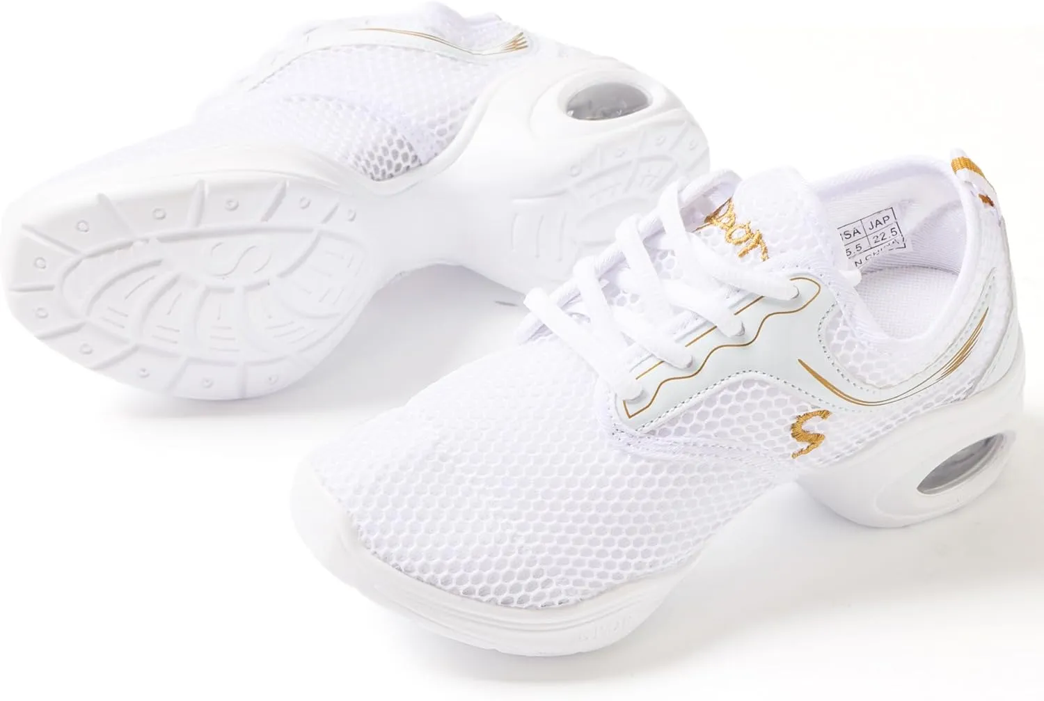 Linodes Women's Breathable Mesh Upper Jazz Dance Sneaker with Split Sole and Air Cushion Dance Multifunctional Walking Shoes Anti-Slip