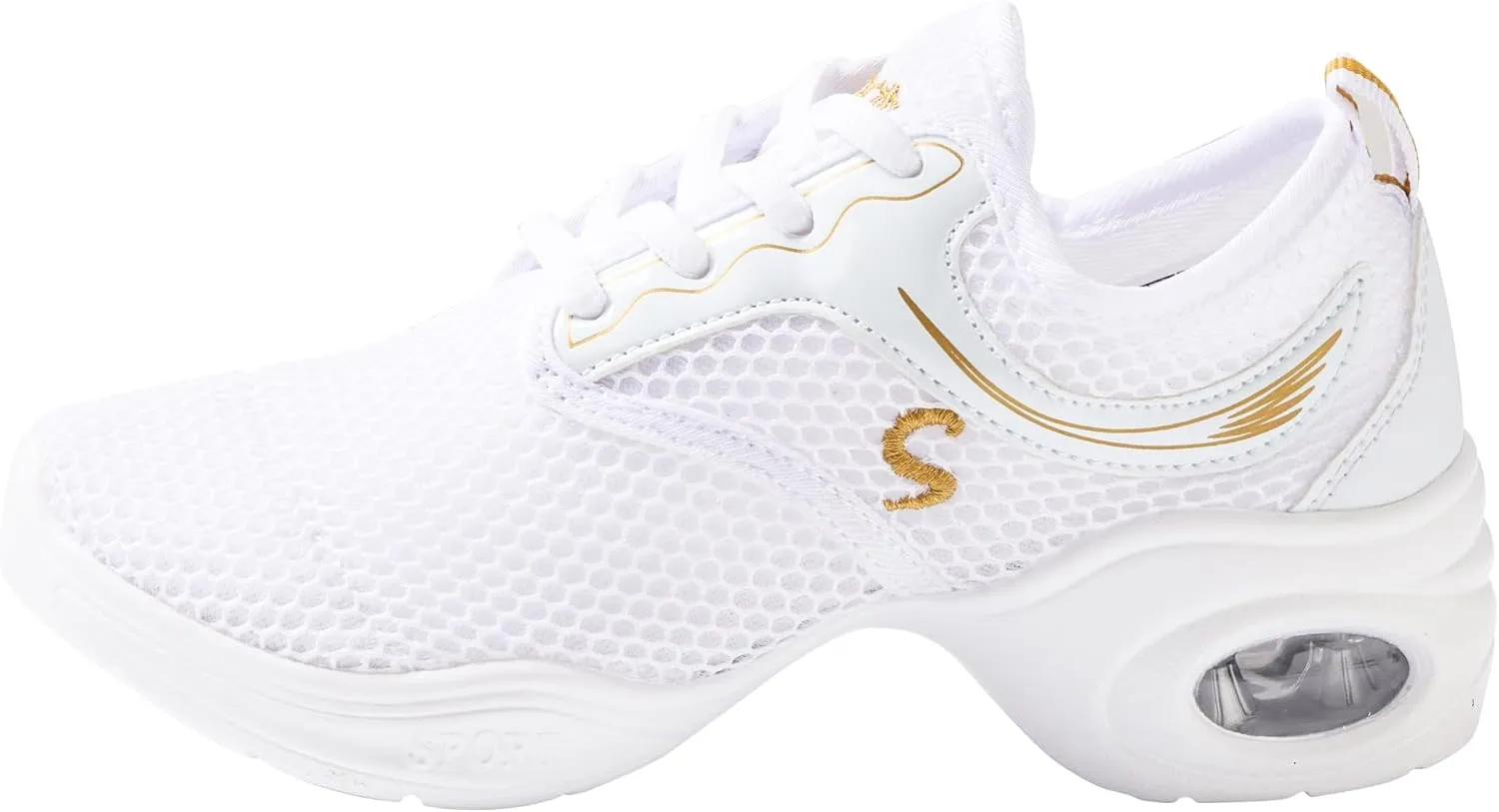 Linodes Women's Breathable Mesh Upper Jazz Dance Sneaker with Split Sole and Air Cushion Dance Multifunctional Walking Shoes Anti-Slip