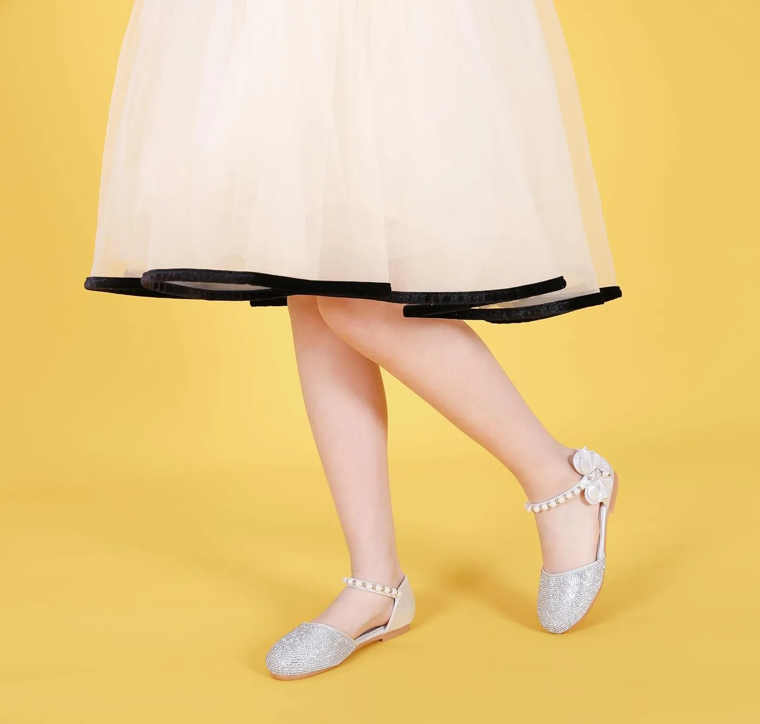 Little Girl's Adorable Sparkle Mary Jane Ballerina Flat Princess Flower Wedding Party Dress Shoes