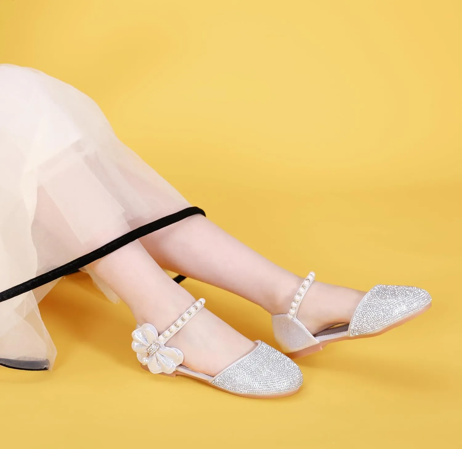 Little Girl's Adorable Sparkle Mary Jane Ballerina Flat Princess Flower Wedding Party Dress Shoes
