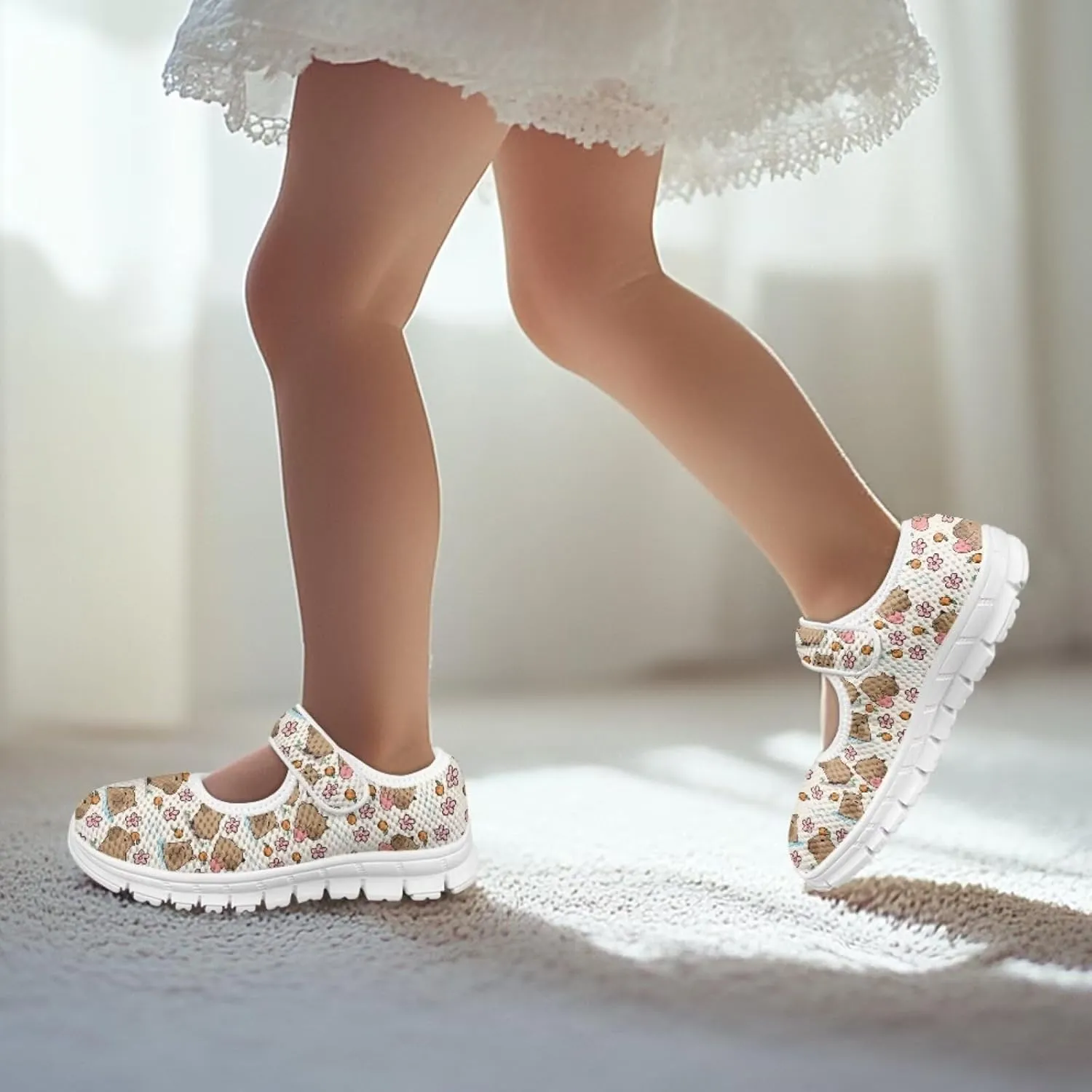 Little Girls Mary Jane Dress Shoes Princess Flats Shoes Mesh Breathable Walking Sneakers for School,Wedding Party