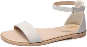 LM Women's Flat Sandals Open Toe One Band Ankle Strap Sandals Casual Summer Flat Sandals