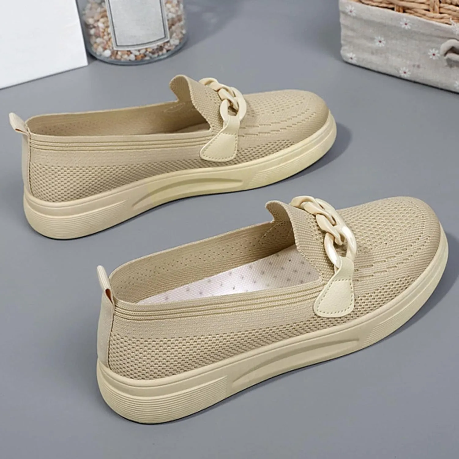 Loafers for Women Slip On Sneakers Mesh Breathable Sneakers Lightweight Walking Shoes Comfy Casual Daily Shoes for Work