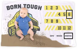 LOGOVISION Tonka Baby Milestone Blanket, 36"x58" Born Tough, Unisex for Baby Boy and Girl