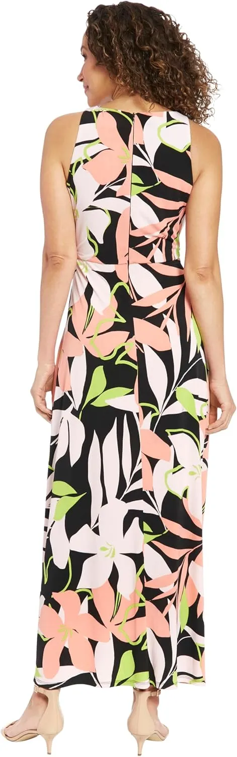 London Times Sleeveless Maxi Waistband Twist Detail | Comfortable Summer Dresses for Women