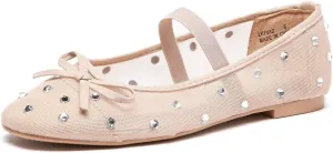 Lryweisy Women's Mesh Ballet Flats Shoes Buckle Strap Dress Shoes Square-Toe Memory Foam Cushioned Ballet Flats Glitter Retro Casual Flats