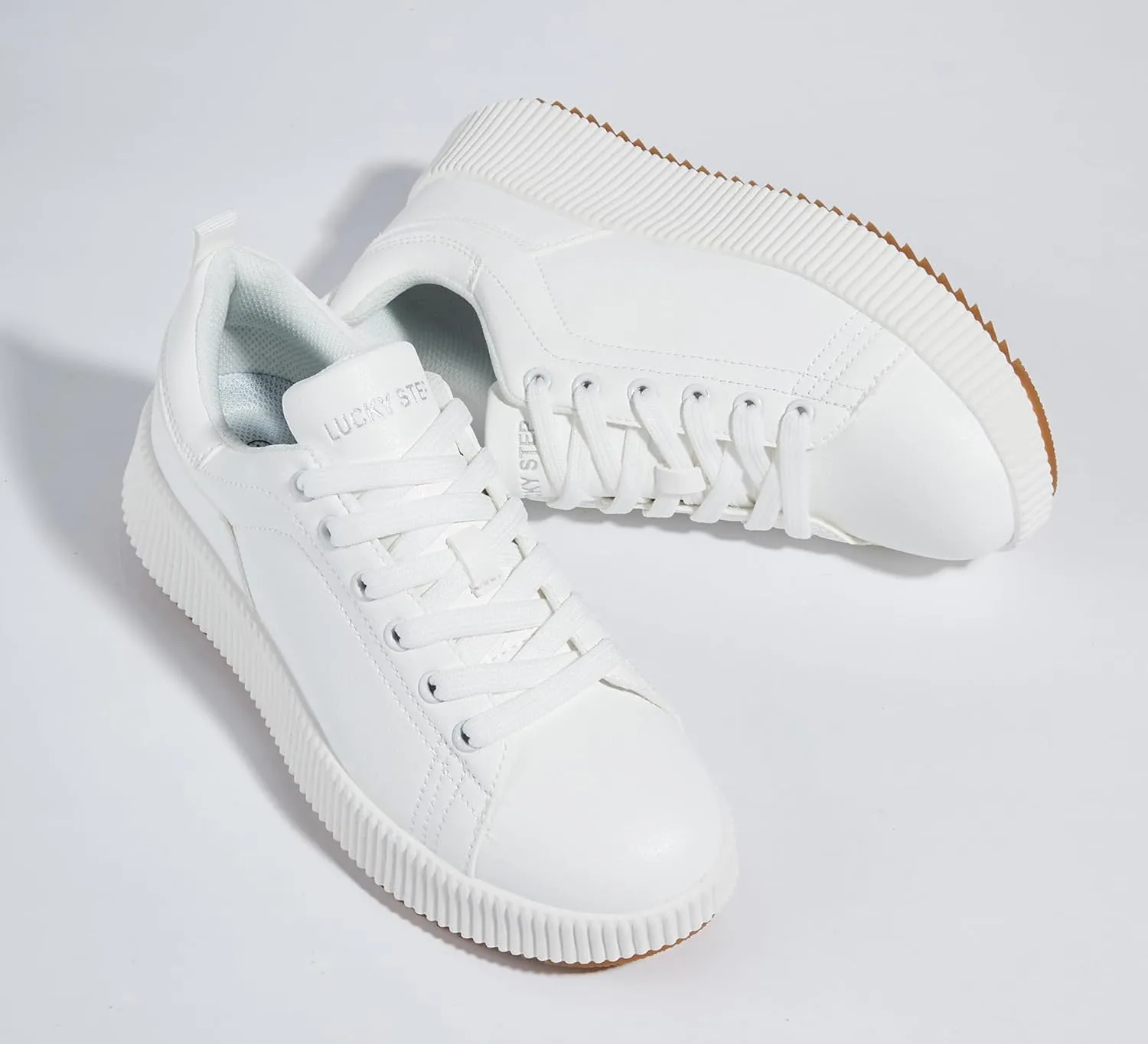 LUCKY STEP Women's Platform Sneakers Rhinestone Fashion Chunky Casual Sparkly Retro Braided Walking Shoes