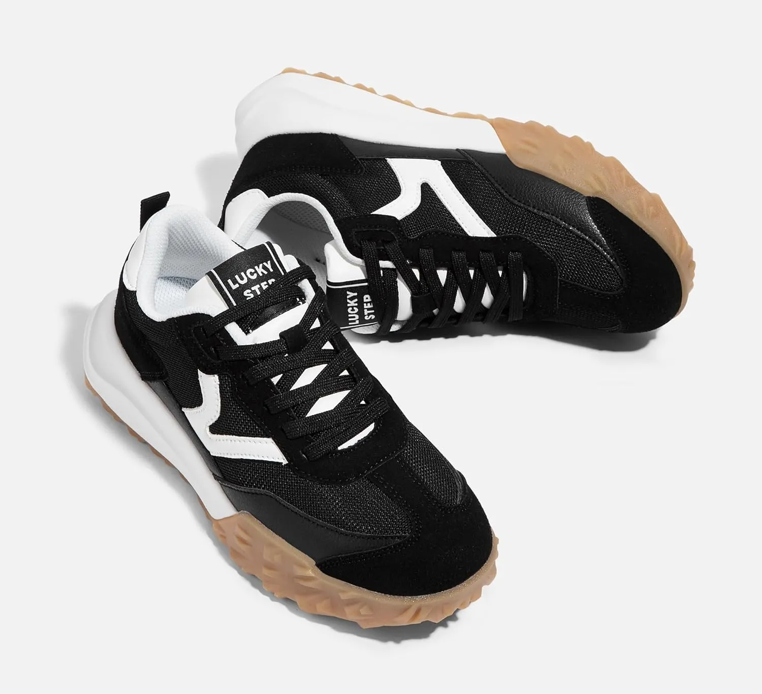 LUCKY STEP Women's Platform Tennis Walking Shoe Retro Chunky Casual Breathable Durable Deluxe Fashion Skate Sneaker
