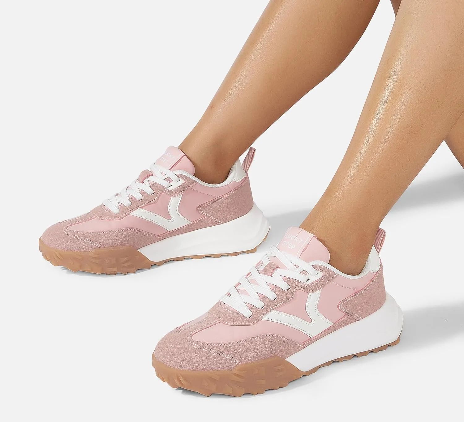 LUCKY STEP Women's Platform Tennis Walking Shoe Retro Chunky Casual Breathable Durable Deluxe Fashion Skate Sneaker
