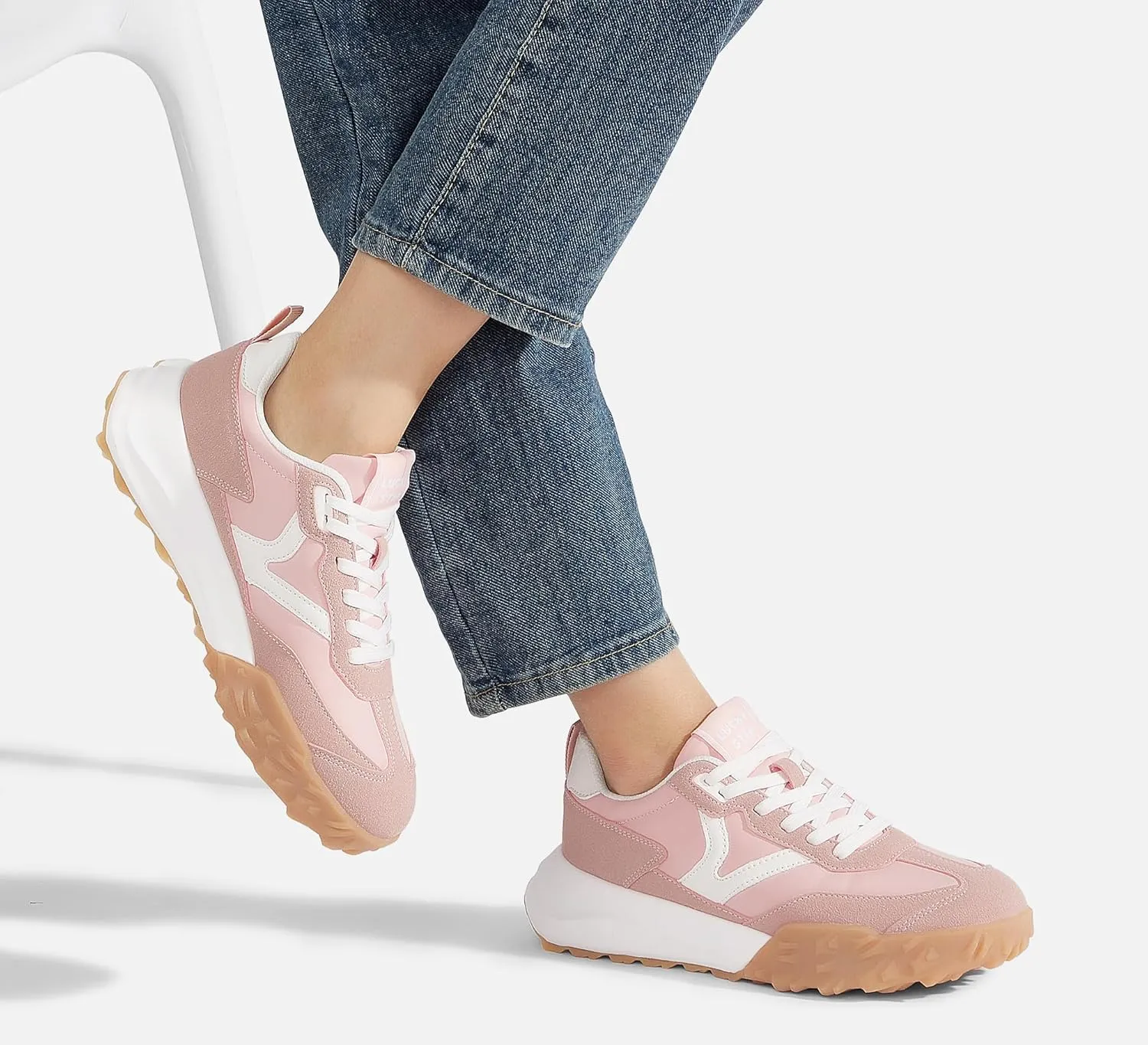 LUCKY STEP Women's Platform Tennis Walking Shoe Retro Chunky Casual Breathable Durable Deluxe Fashion Skate Sneaker