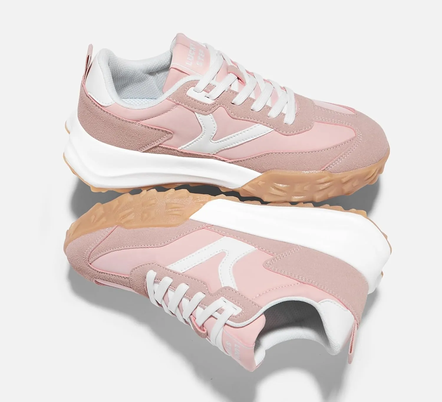 LUCKY STEP Women's Platform Tennis Walking Shoe Retro Chunky Casual Breathable Durable Deluxe Fashion Skate Sneaker