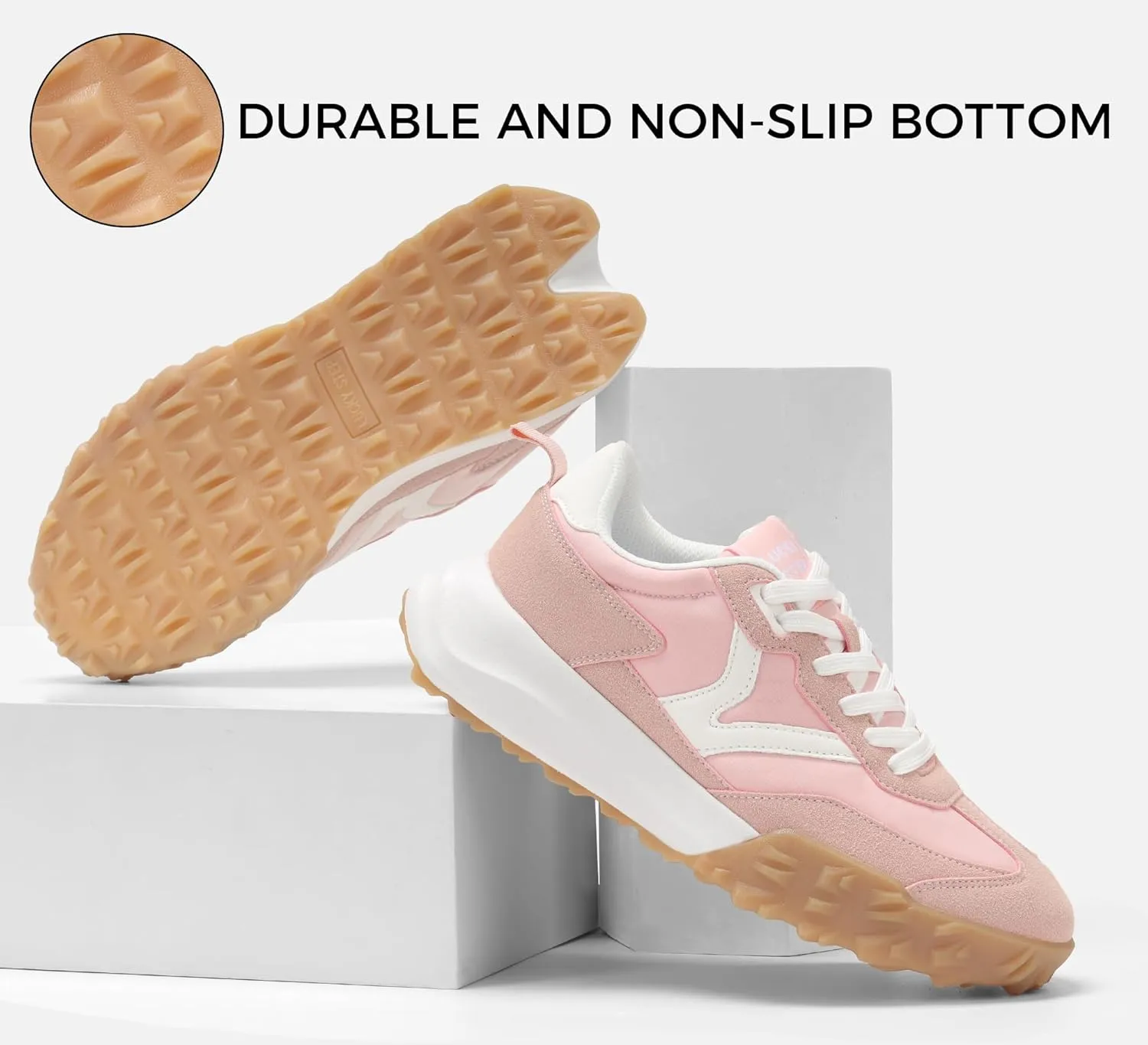 LUCKY STEP Women's Platform Tennis Walking Shoe Retro Chunky Casual Breathable Durable Deluxe Fashion Skate Sneaker