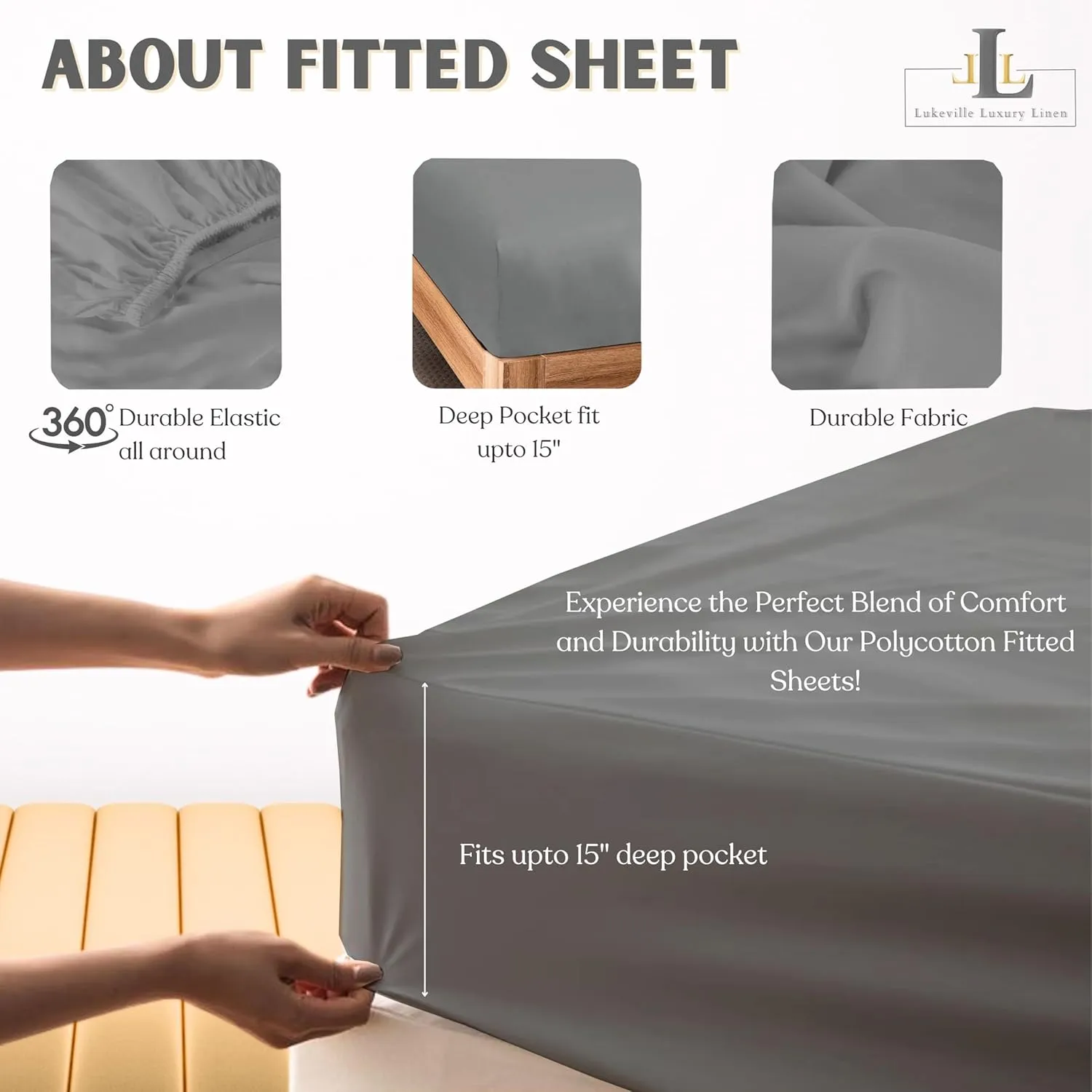 Lukeville Luxury Linen Narrow Twin Size Cot Sheet 25" x 75" x 9" - 3 Piece Cot Sheet Set - RV Bunk/Camp Bunk/Guest Beds/Army Cots/Trifold Mattress, Dark Grey Solid