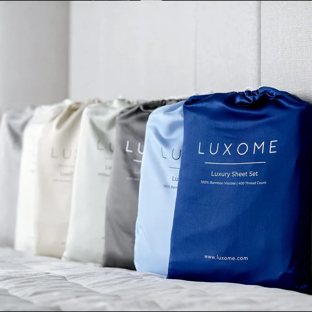 LUXOME Luxury Sheet Set | 100% Rayon (Viscose) from Bamboo | King Size - Charcoal | Deep Pockets | 4-Piece Set (Fitted, Flat, 2 Pillowcases)