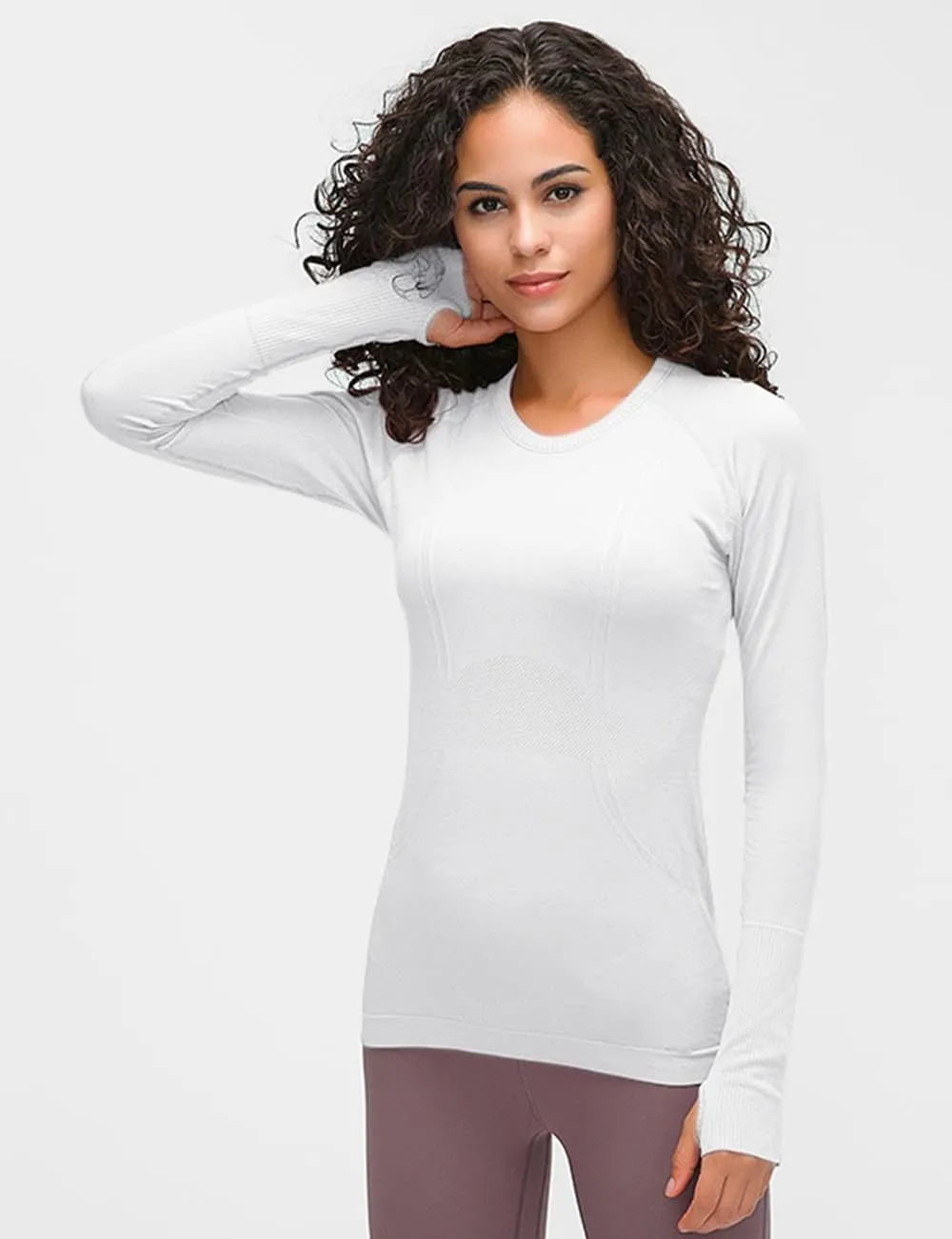 LUYAA Women's Workout Tops Long Sleeve Shirts Yoga Sports Breathable Gym Athletic Top Slim Fit