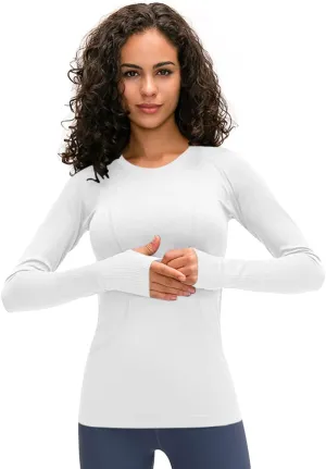 LUYAA Women's Workout Tops Long Sleeve Shirts Yoga Sports Breathable Gym Athletic Top Slim Fit