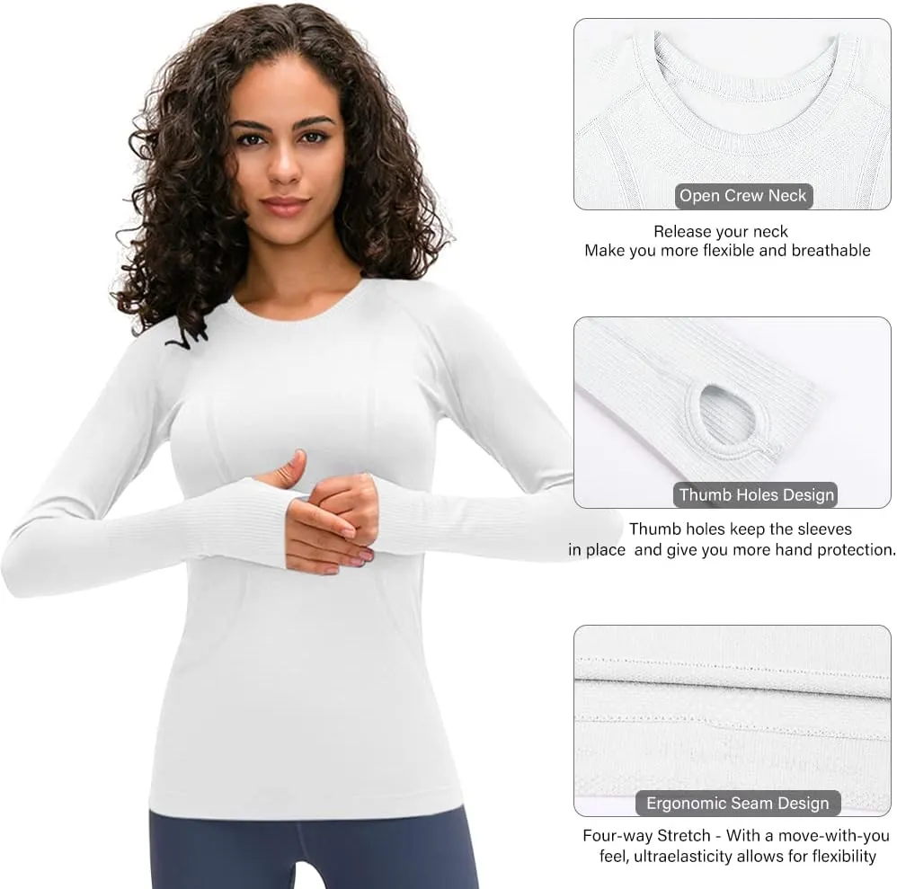 LUYAA Women's Workout Tops Long Sleeve Shirts Yoga Sports Breathable Gym Athletic Top Slim Fit