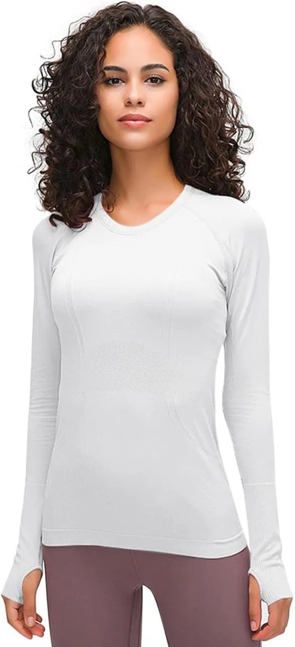 LUYAA Women's Workout Tops Long Sleeve Shirts Yoga Sports Breathable Gym Athletic Top Slim Fit