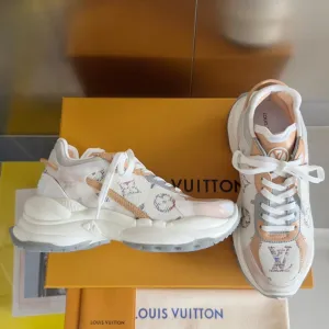 LV Run 55 Sneaker 55mm White Mix Brown Beige Monogram Jacquard Fabric