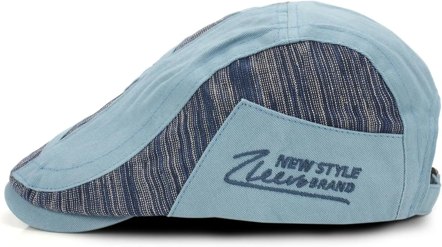 M MOACC Men's Newsboy Caps Cotton Buckle Adjustable Beret Hat Flat Driving Cap Cabbie Gatsby Hats