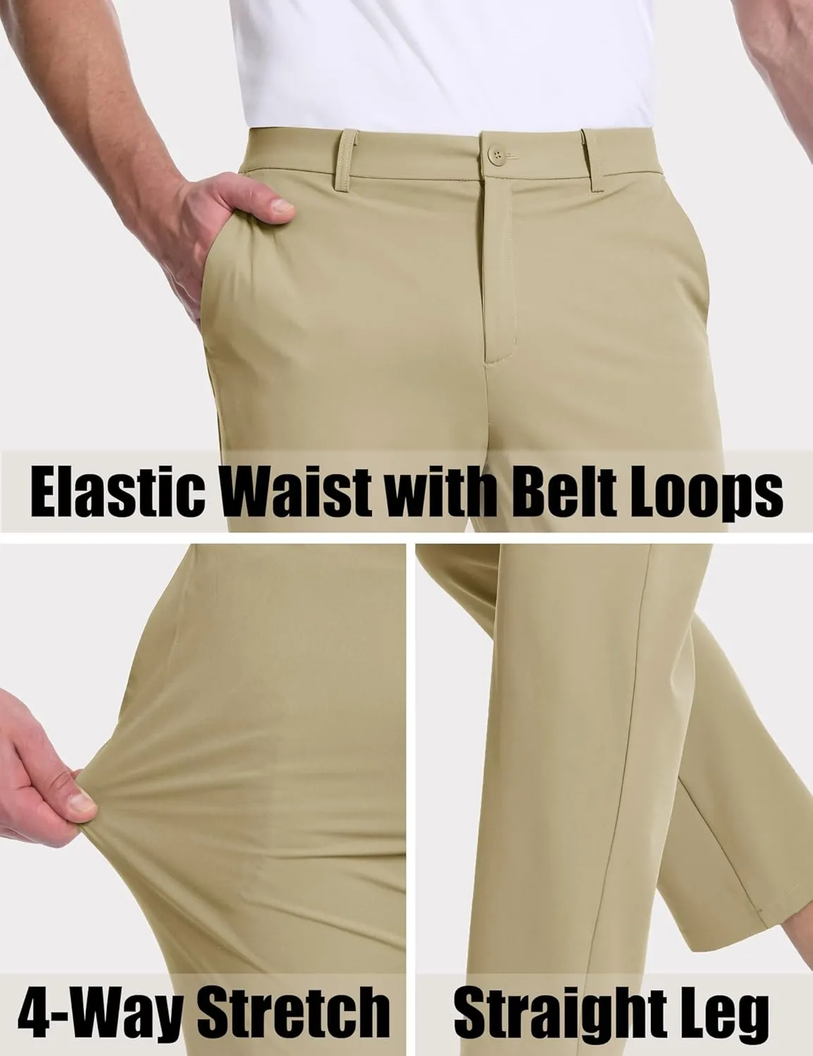 MAGCOMSEN Mens Golf Pants Stretch Dress Pants Quick Dry Water Resistant Lightweight Flat Front Work Pants Moisture Wicking