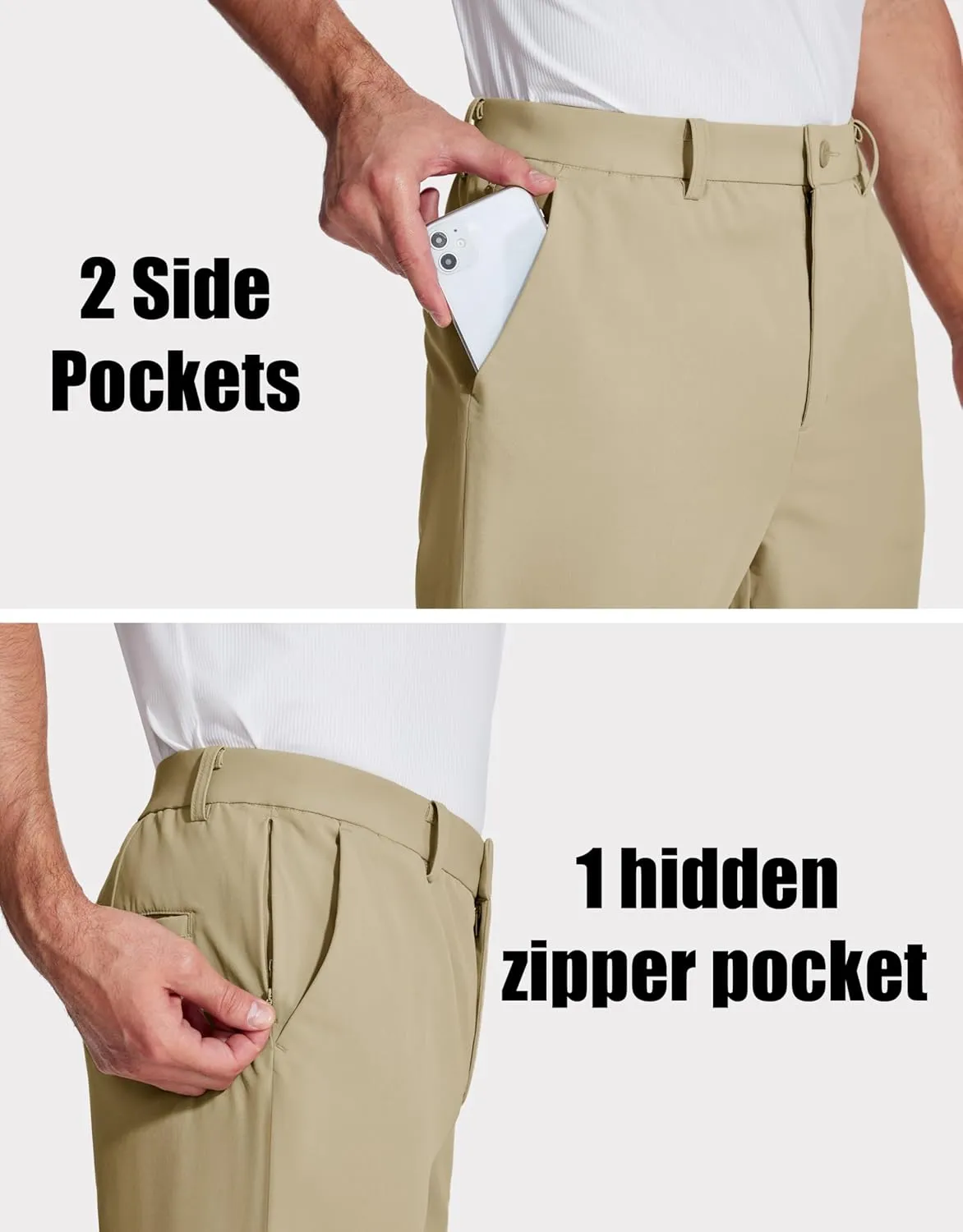 MAGCOMSEN Mens Golf Pants Stretch Dress Pants Quick Dry Water Resistant Lightweight Flat Front Work Pants Moisture Wicking