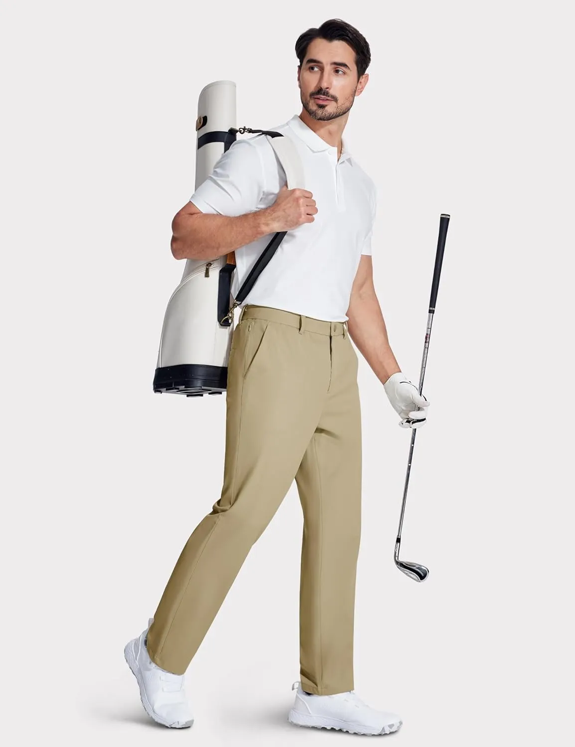 MAGCOMSEN Mens Golf Pants Stretch Dress Pants Quick Dry Water Resistant Lightweight Flat Front Work Pants Moisture Wicking