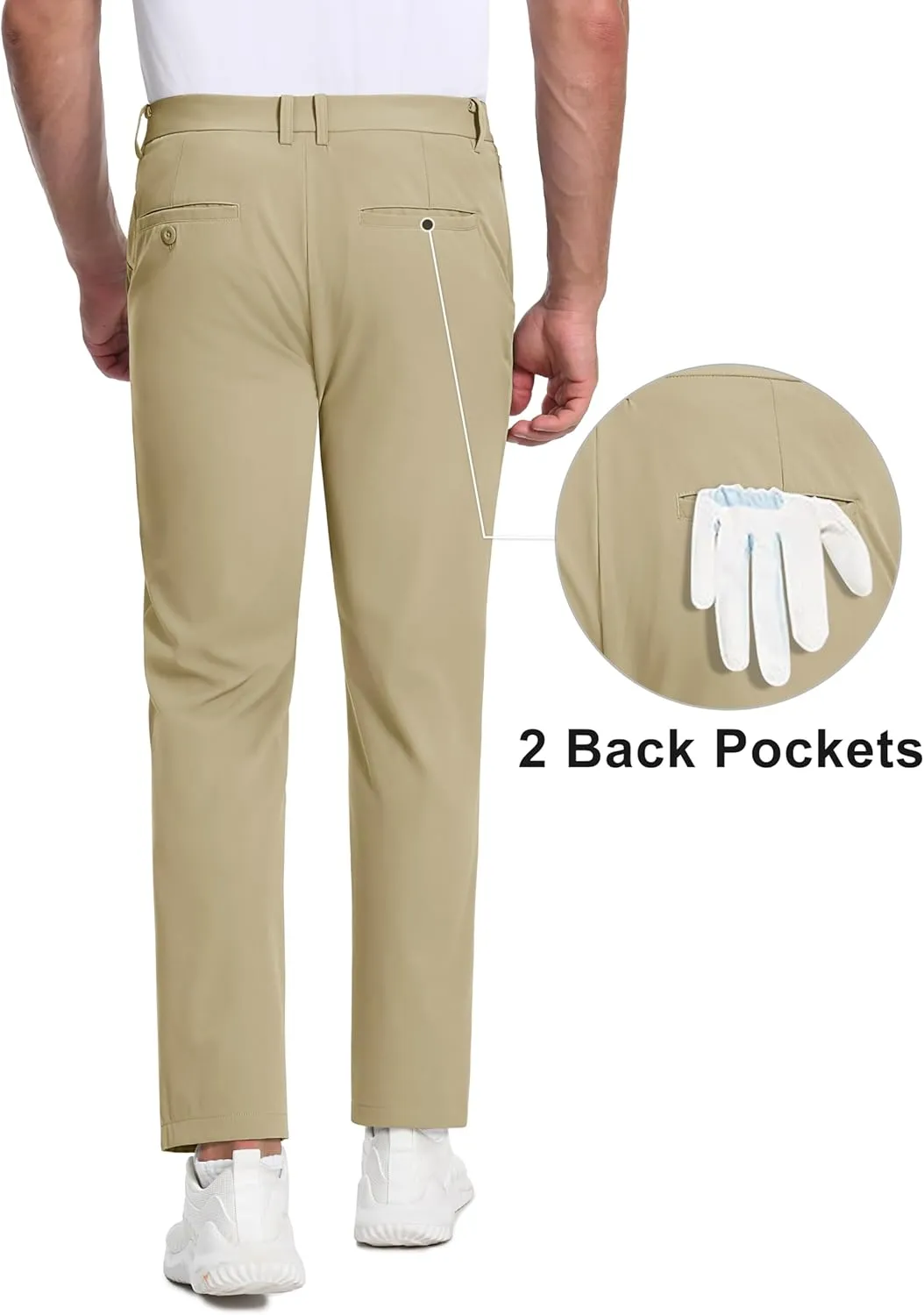 MAGCOMSEN Mens Golf Pants Stretch Dress Pants Quick Dry Water Resistant Lightweight Flat Front Work Pants Moisture Wicking