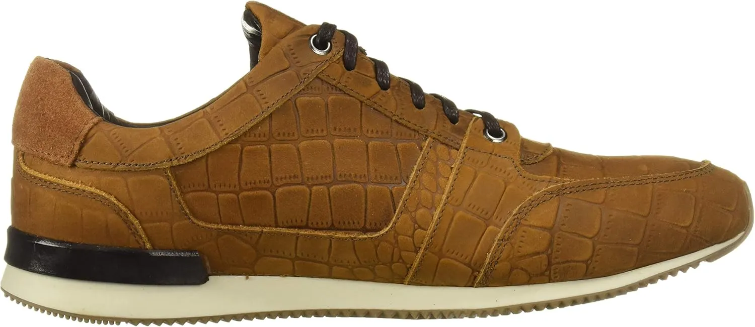 Marc Joseph New York Men's Leather Made in Brazil Luxury Fashion Trainer Croco Detail Sneaker