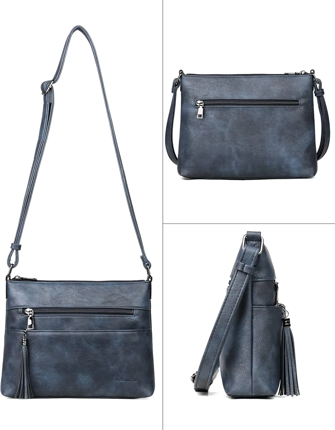 MASINTOR Crossbody Bags for Women, Lightweight Medium Crossbody Purse, Soft Leather Women's Shoulder Handbags with Tassel for Shopping or Travel