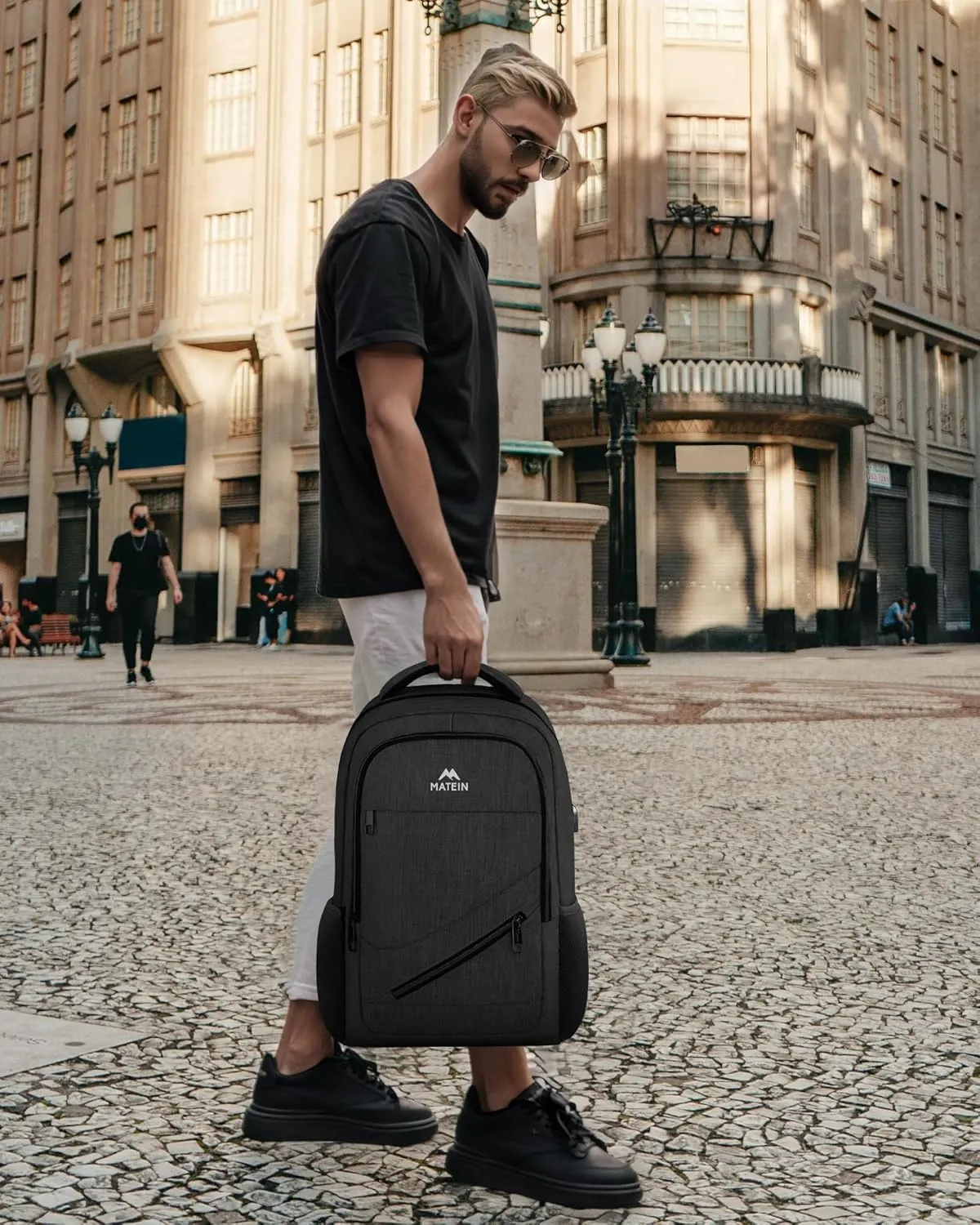 MATEIN 15.6 Inch Backpack for Men Women, Professional Business Laptop Backpack with Multiple Organization Pockets, Water Resistant Casual Daypack for Traveling On Airplane, Black