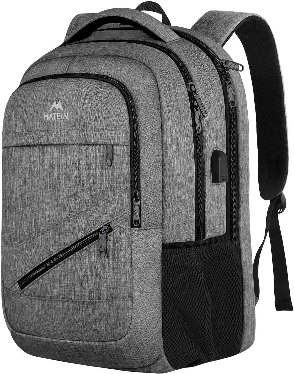 MATEIN Laptop Backpack 15.6 Inch, Personal Item Travel Bag for Women Men Airline Approved, Weekender Bag with TSA Laptop Compartment, Water Resistant Work Commute Backpack, Grey