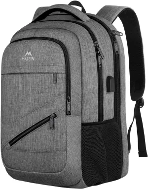 MATEIN Laptop Backpack 15.6 Inch, Personal Item Travel Bag for Women Men Airline Approved, Weekender Bag with TSA Laptop Compartment, Water Resistant Work Commute Backpack, Grey