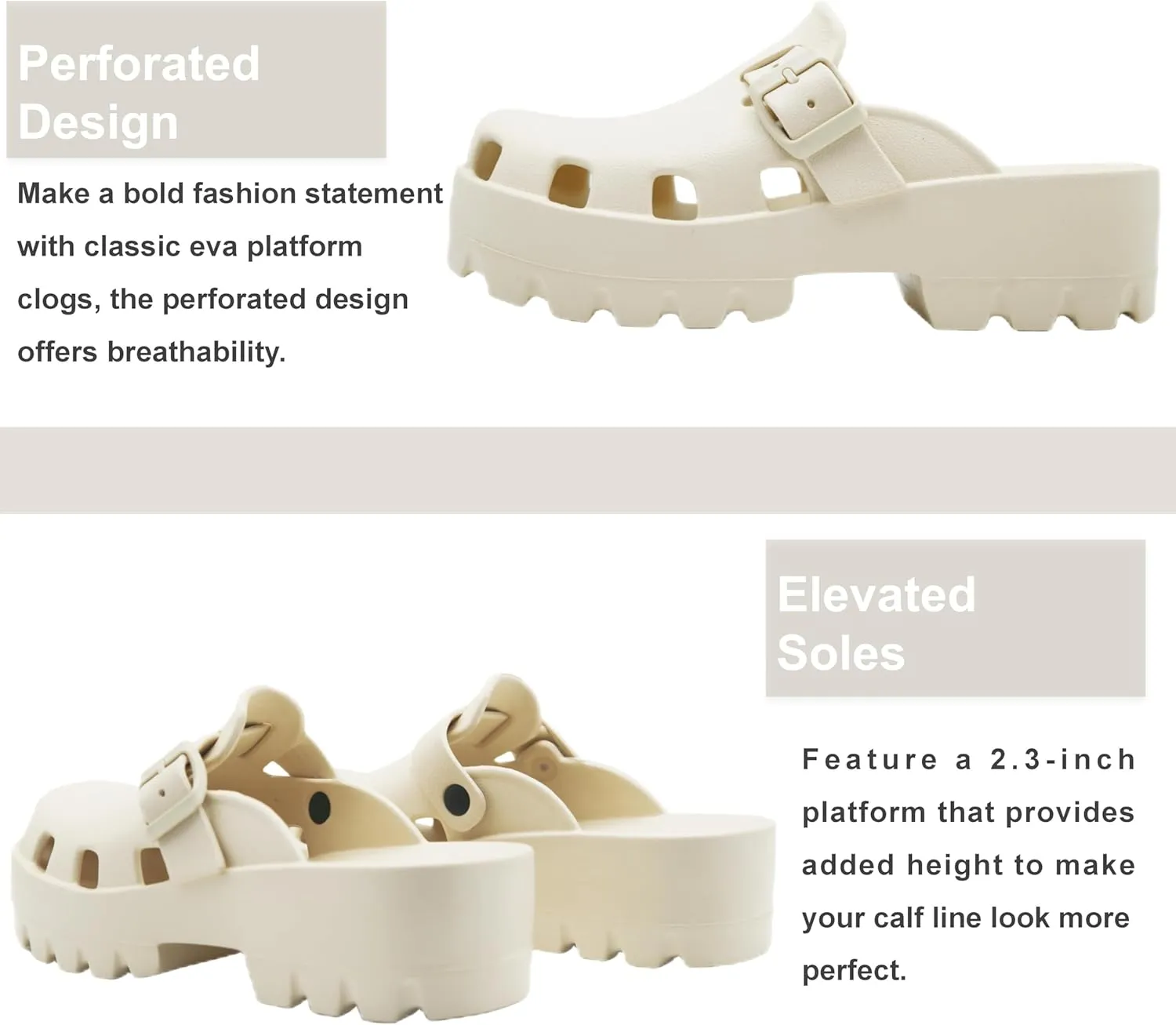 Meetinspace Platform Clogs for Women Stylish Mules Clogs with Thick Sole Quick Drying Comfortable Slip On Sandals with Adjustable Strap