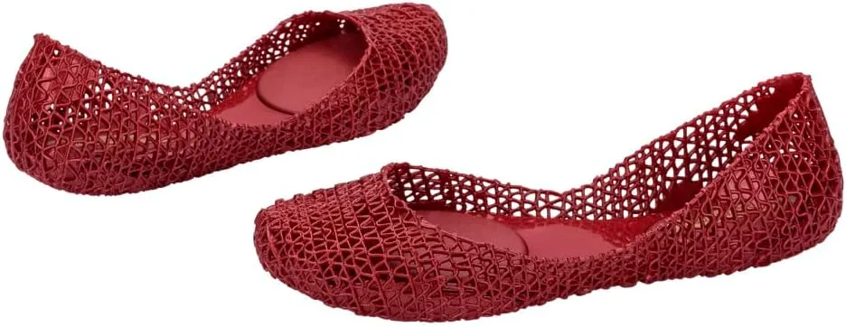 Melissa Campana Papel Flats for Women - Comfortable, Stylish & Flexible Slide-On Closed-Toe Jelly Flat Shoes with Hollow Interwoven Cut Out Design
