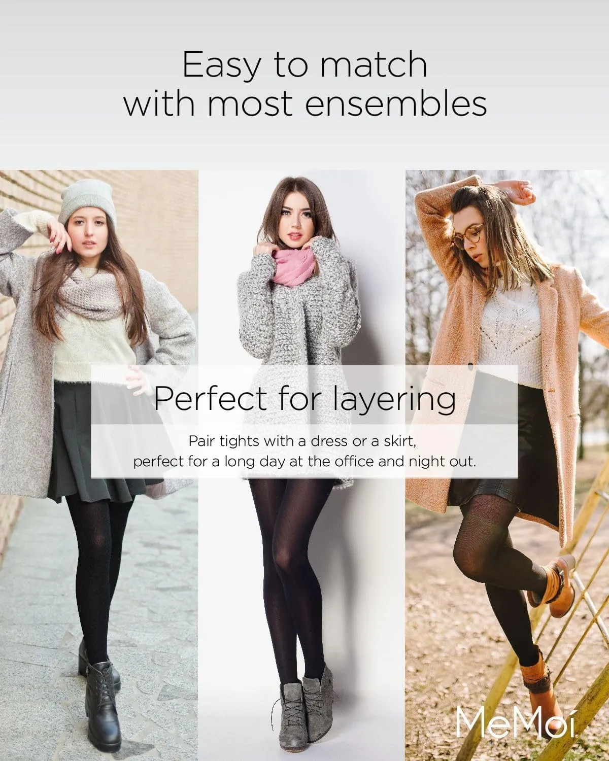 MeMoi Deep Gloss Semi Opaque Tights, Comfortable and Lightweight Control Top Tights, 40 Denier - Sizes S-L