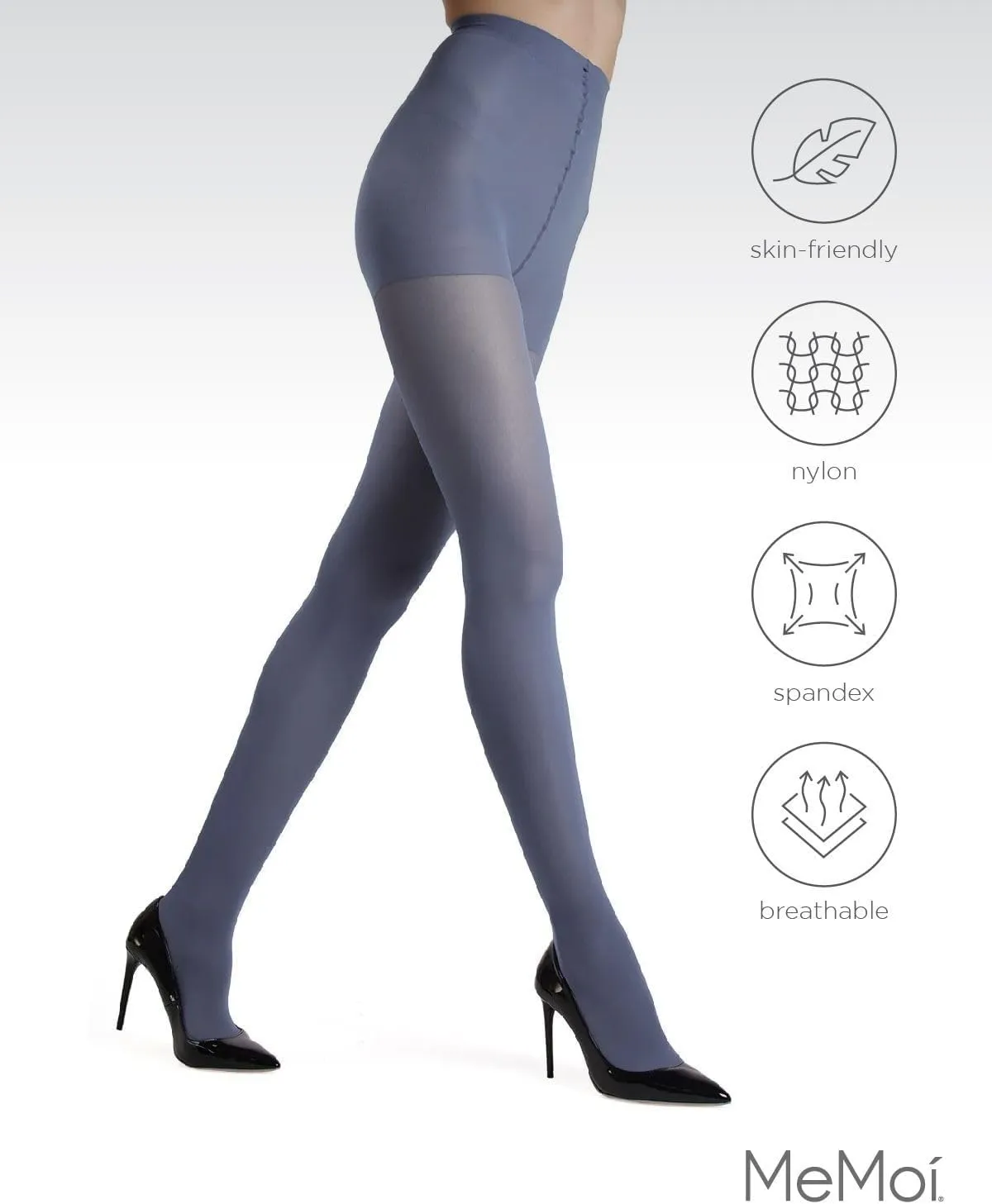MeMoi Deep Gloss Semi Opaque Tights, Comfortable and Lightweight Control Top Tights, 40 Denier - Sizes S-L