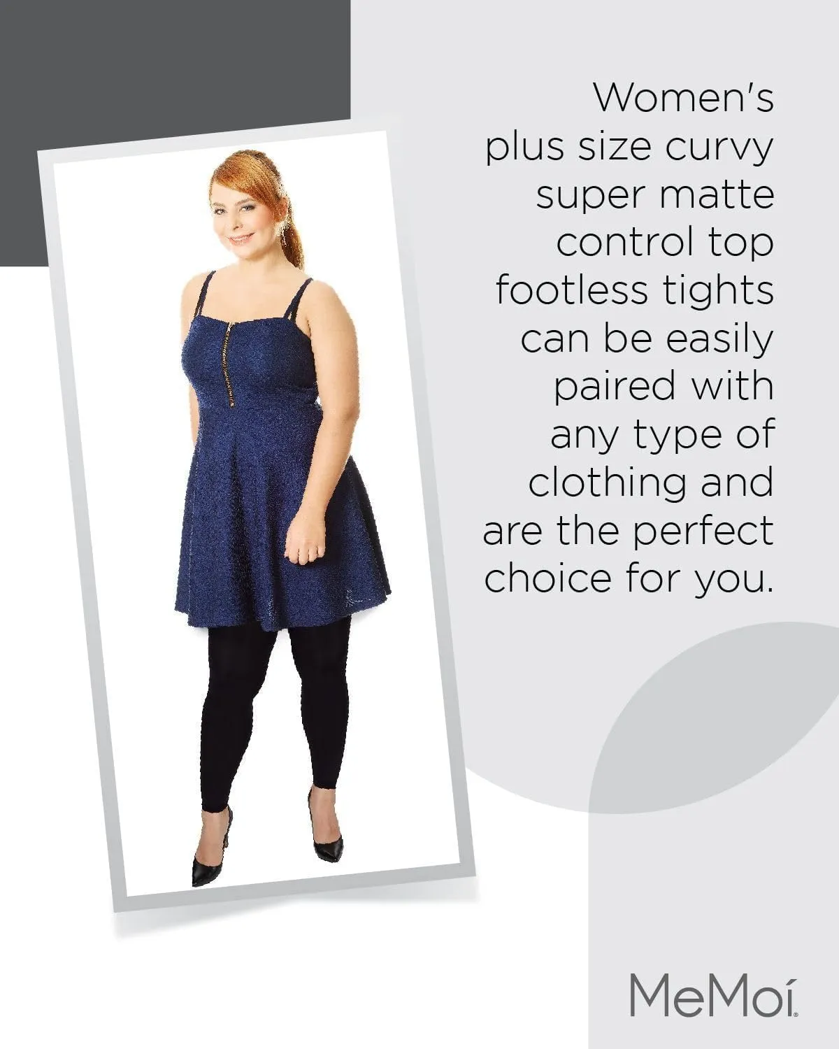 MeMoi Plus Size Curvy Matte Tights for Women, Comfortable and Lightweight Tummy Control Tights - Sizes 1X-7X