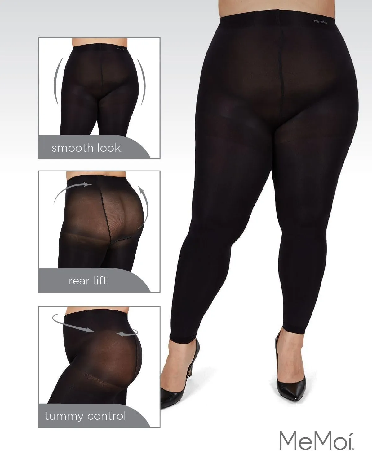 MeMoi Plus Size Curvy Matte Tights for Women, Comfortable and Lightweight Tummy Control Tights - Sizes 1X-7X