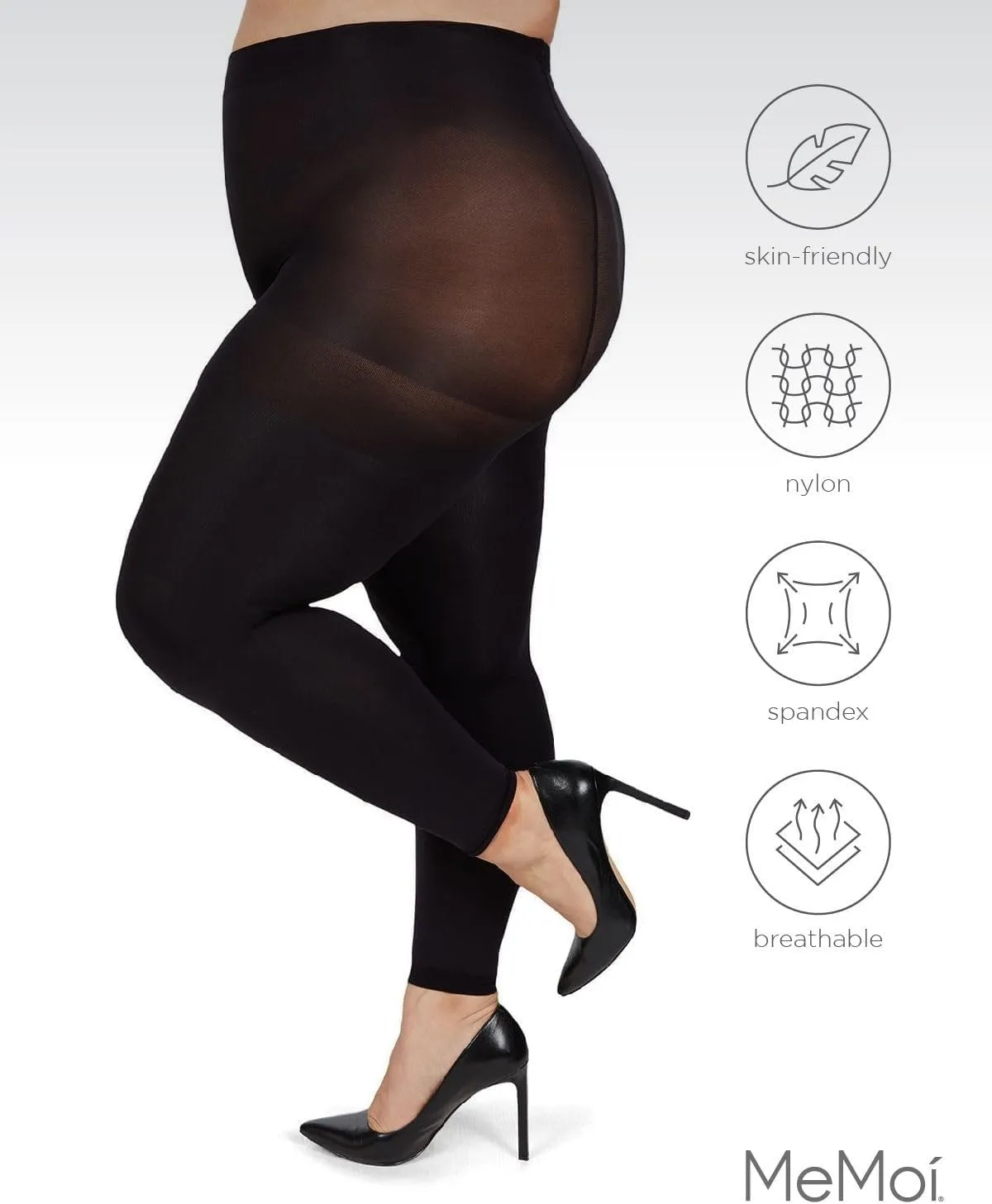 MeMoi Plus Size Curvy Matte Tights for Women, Comfortable and Lightweight Tummy Control Tights - Sizes 1X-7X