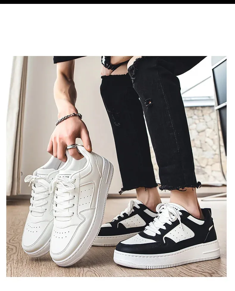 Men Casual Leather Comfortable Flat Slip-on White Shoes