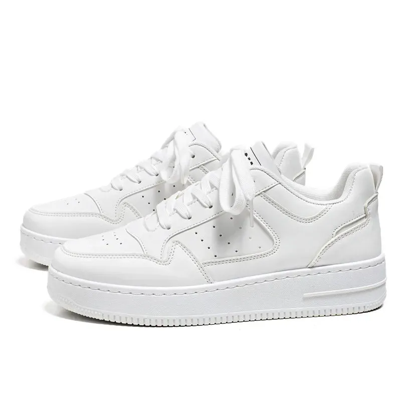 Men Casual Leather Comfortable Flat Slip-on White Shoes