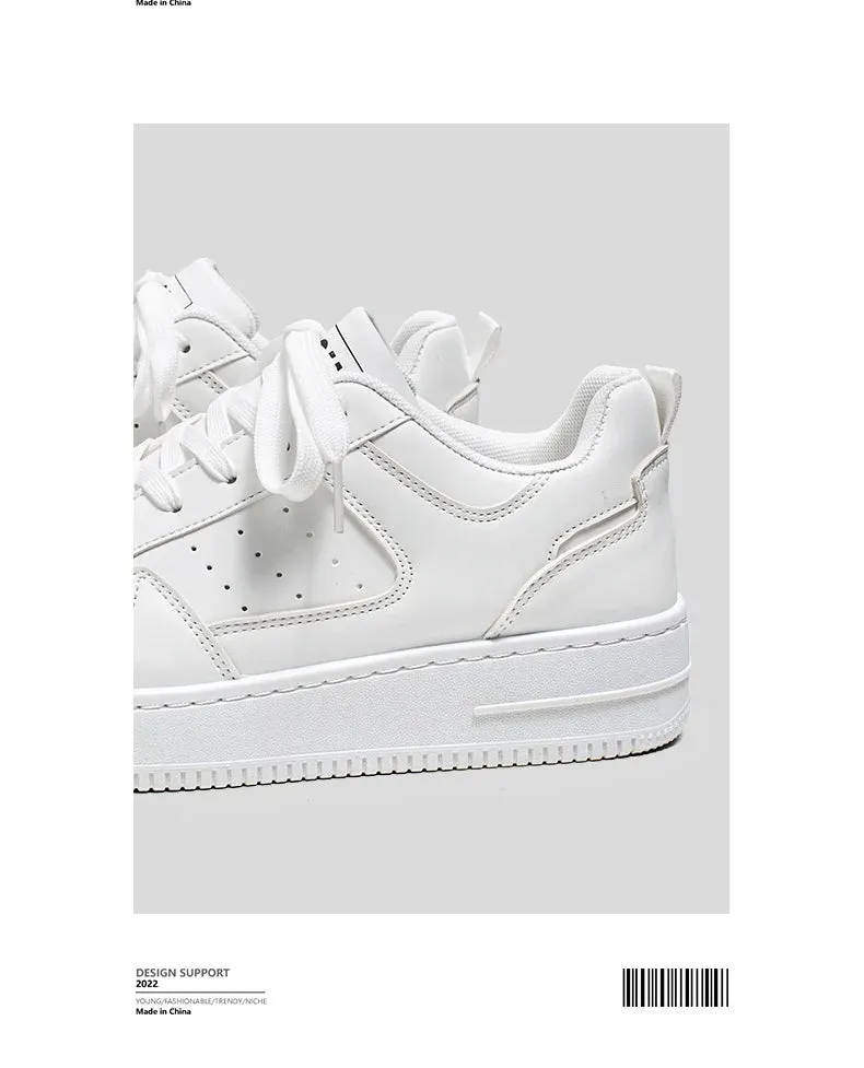 Men Casual Leather Comfortable Flat Slip-on White Shoes