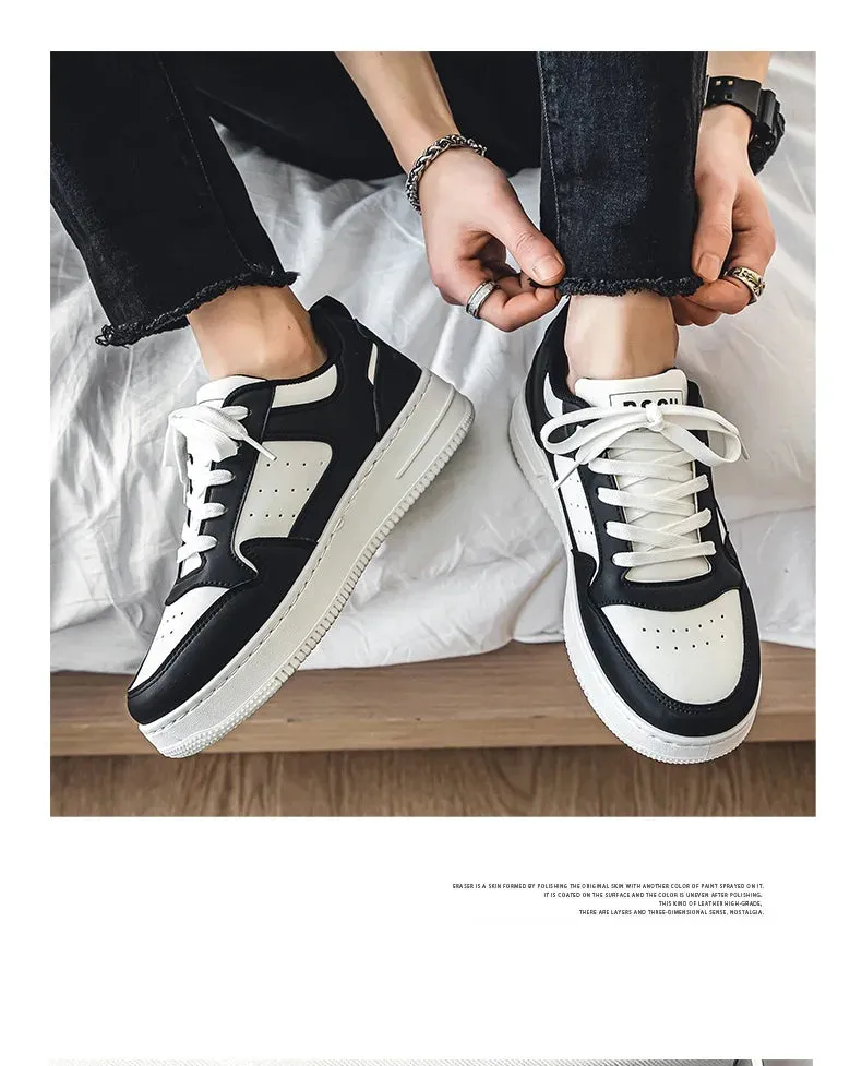 Men Casual Leather Comfortable Flat Slip-on White Shoes