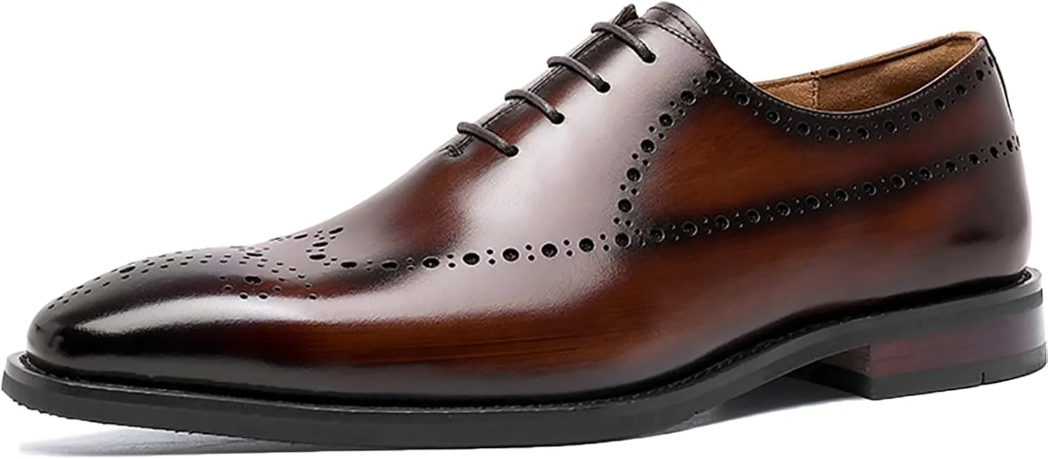 Men Formal Leather Lace Up Derby Lightweight Office Work Business Dress Wedding Brogues Oxford Shoes,Brown-40